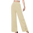 thumbnail image 1 of AherBiu High Waisted Pants for Women Straight Leg Bootcut Spring Casual Button Bottom Lounge Trousers, 1 of 6