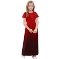 thumbnail image 4 of Robe d'Été Dégradée Scintillante pour Filles Manches Courtes Col Rond Robe Longue Fluide de Plage avec Poches pour 4-14 Ans, 4 of 8