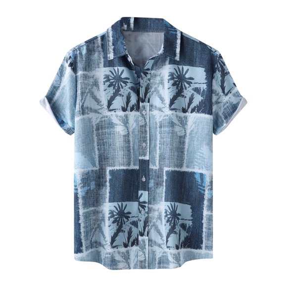 Men's Hawaiian Shirt, Short Sleeve Button Down Tropical Print Shirt with Relaxed Fit, Breathable Casual Summer Shirt for Outdoor and Vacation