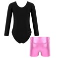 thumbnail image 2 of TiaoBug Girls 2Pcs Rhinestone Tracksuit Long Sleeve Gymnastics Dance Outfit Leotard with Shorts Unitard C02 12, 2 of 7