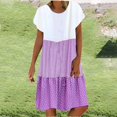 thumbnail image 2 of CHUANK Robes en Lin pour Femmes Été Grande Taille Manches Courtes Col en V Longueur Genou Robe Ample Décontractée Confortable Robe de Plage Soldes de Liquidation 2024, 2 of 7