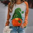 thumbnail image 2 of Penkiiy T-Shirt Imprimé pour la Saint-Patrick pour Femmes, Col Rond, Manches Longues, Chandail en Molleton Imprimé, Blouse, Hauts, L, Orange, 2 of 5