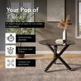 thumbnail image 2 of Placida Decor Opus Round Dining Table – Black Glass Top with Metal Legs, Modern Dining Room & Kitchen Table, 39.5”, 2 of 9