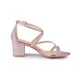 thumbnail image 3 of BLISSFUL STEP Sandale à Bout Ouvert pour Femme, Paillettes, Bride Croisée, Talon Bloc, Sandales de Bal, Rose, 8,5, 3 of 8
