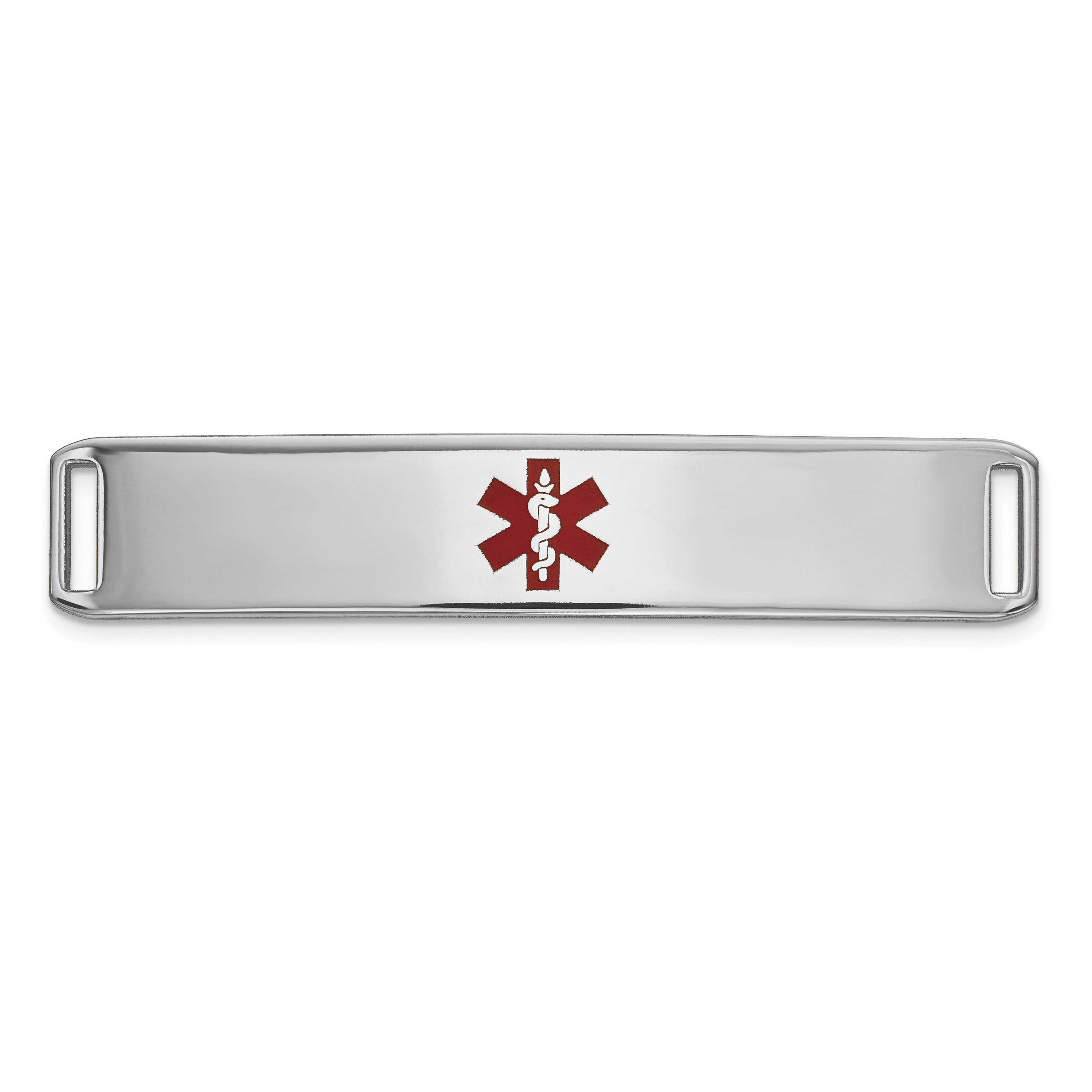 14k White Gold Epoxy Enameled Medical Alert Id Ctr Plate # 819 Bracelet Component