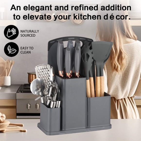 20PCS Silicone Stainless Steel Cooking Utensils-Multifunctional Kitchen Utensil Set, Wooden Handles Tools Set,Stainless Steel Kitchen Gadgets Accessories, Chef Knife Set,Perfect Kitchen Cooking Tools