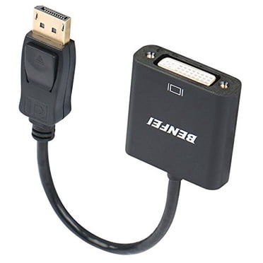 Adaptateur DisplayPort vers DVI DVI-D Liaison Simple, Convertisseur Benfei DisplayPort vers DVI Mâle vers Femelle Noir Compatible avec Lenovo, Dell, HP et Autres Marques