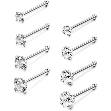 20G Nose Ring Studs 316L Stainless Steel Cubic Zirconia Nose Studs for Women