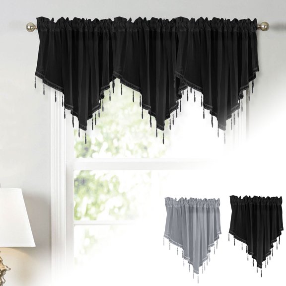 Sentmoon Window Curtain Bedroom Curtains Collections Floral Sheer Lace Shade Window Curtain with Scalloped Edges and Rod Pocket Top For Easy Hanging