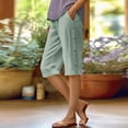 thumbnail image 2 of BLVB Linen Shorts for Women High Waisted Lightweight Bermuda Shorts Side Button Short Beach Vacation Outfits Pockets, 2 of 7