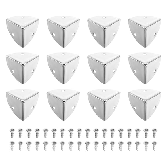 12 Pcs Metal Edge Guard, 28mm Decorative Box Corner Cover, Furniture Corner Edges Protector with Mounting Screws, Silver