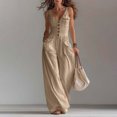 thumbnail image 2 of Sentmoon Travel Jumpsuits for Women Sleeveless V Neck Women Rompers and Jumpsuits Button Down Regular Fit Wide Leg Overalls for Women Summer for Club and Bar S-2XL, 2 of 8