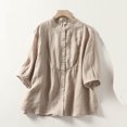 thumbnail image 2 of Pompotops Mode Femmes Manches Courtes Solide Col Rond Casual Élastique Blouse Confortable Chemise Dégagement, 2 of 3