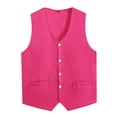 thumbnail image 3 of renvena Kids Button Volunteer Activity Vest Button Up Irregular Hem Waistcoat Sleeveless Waiter Hot Pink S/10, 3 of 5