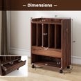 thumbnail image 3 of Gymax Record Player Stand on Wheels w/ Pull-out Drawer & Open Shelf Lockable Wheels Brown, 3 of 10