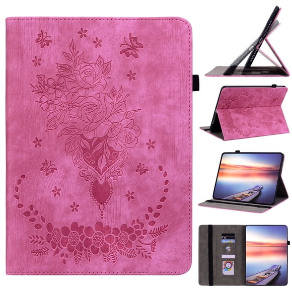 FJLBDE Case for 7" Kindle Paperwhite 12th Gen 2024, PU Leather Cover Flip Folio Stand Card Slot, Rose