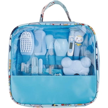 13 Pcs Health and Grooming Kit, Grooming Kit Newborn Healthcare Kits Include Nail Clipper Infant Hair Brush Comb and More with Convenient Storage Bag Nursery Care Kit for Babies, Blue