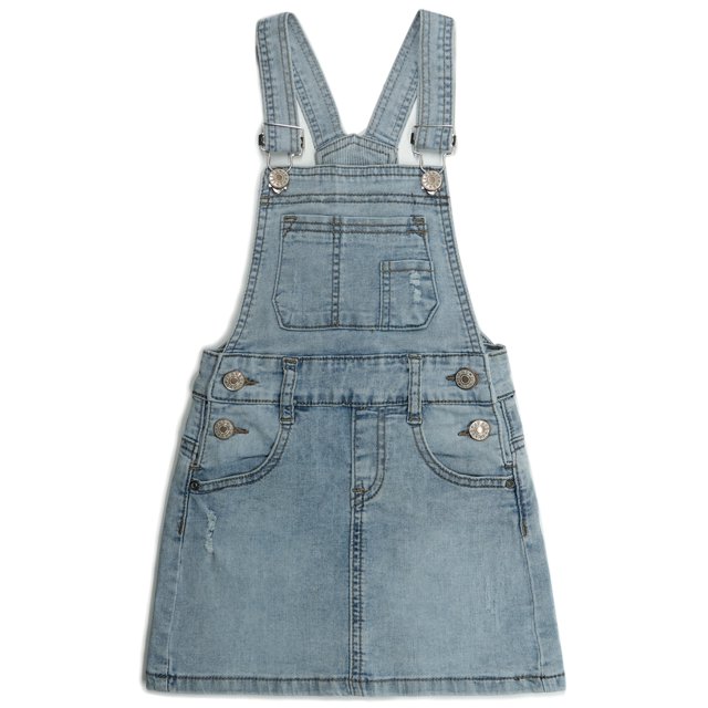 KIDSCOOL SPACE Jupe pour Petites Filles, Robe Salopette d'Été en Denim Doux et Extensible