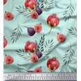 thumbnail image 1 of Soimoi Green polyester Crepe Fabric Pomegranate & Fig Fruits Print Sewing Fabric Yard 52 Inch Wide, 1 of 5