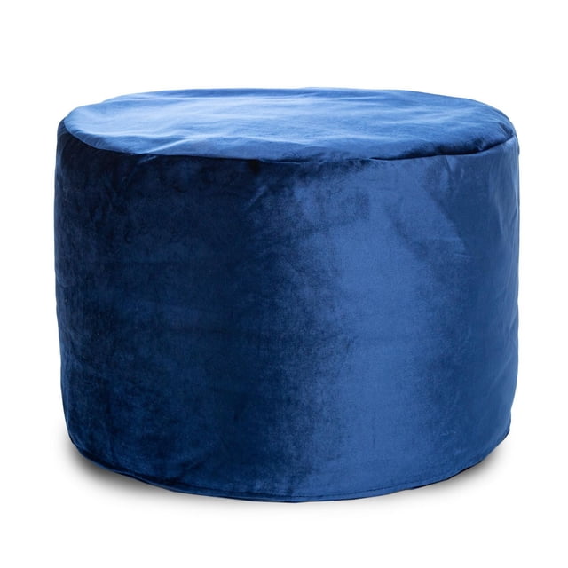 Pouf en Velours Bleu Indigo Eclipse – ottoman Rond Rembourré en Velours polyester Bleu Indigo à texture Lisse, Rempli de Billes de Polystyrène de Soutien, Mesurant 23 Pouces de Diamètre par 15 Pouces de Hauteur, Idéal comme Siège Ou Repose-Pieds pour Enfants dans les Chambres Ou les Salons, Convient Aussi comme alternative Décontractée au Fauteuil Poire.
