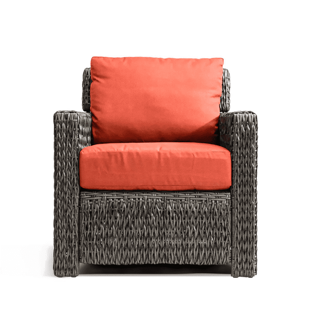 Krikacy Rattan Wide Seat Armchair, Hand-Woven HDPE All-Weather Chair,for Outdoor Patio, Red