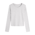 thumbnail image 1 of Lmnyox T-shirt Basique Décontracté pour Femmes à Manches Longues, Col Rond, T-Shirts Unis, Automne Hiver, Camisoles Amples, 1 of 3