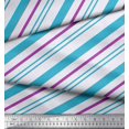 thumbnail image 3 of Soimoi Blue Poly Georgette Fabric Diagonal Stripe Print Fabric by Yard 52 Inch Wide, 3 of 5
