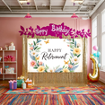 thumbnail image 2 of Floral Design Retirement Celebration Banner Decorative Flower Pattern Happy Retirement for Retirement Party Office Celebration Indoor Decoration, 2 of 5