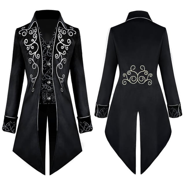 LSLJS Men's Fashion Coat Windbreaker Gothic Style Jacket Men's Retro Halloween Coat, Gothic Dress
