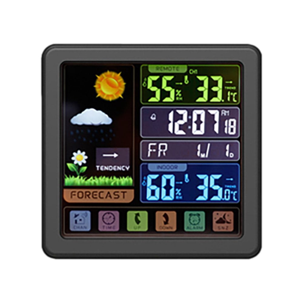 SNNROO Thermomètre d'Extérieur à Affichage Couleur Thermomètre Numérique avec Horloge, Calendrier et Rétroéclairage Réglable 1 Thermomètre 1 Cordon d'Alimentation 1 Capteur Liquidation