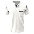 thumbnail image 3 of Dvkptbk Hommes Manches Courtes Décontracté Mode Col Rond Chandail Boutons T-Shirt Blouse en Liquidation, 3 of 5