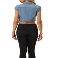 thumbnail image 3 of Allegra K Women‘s Summer Denim Jackets Button Down Short Sleeve Cropped Jean Jacket, 3 of 4