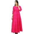 thumbnail image 1 of Bimba Women's 3/4 Sleeve Summer Cotton Maxi Dress Drawstring Waist, 1 of 9
