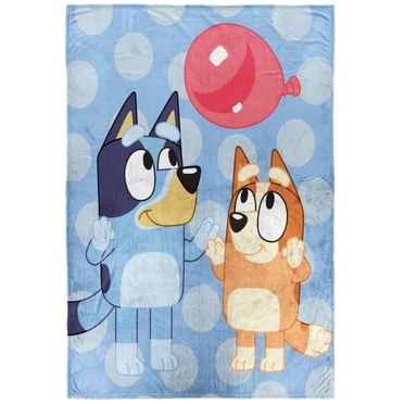 Bluey 'Ballons Flottants' Couverture en Peluche, 100% Polyester