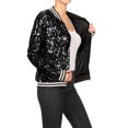 thumbnail image 4 of Womens Sequin Long Sleeve Front Zip Jacket with Ribbed Cuffs, 4 of 5