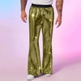 thumbnail image 4 of Men Solid Casual Slack And Tight Waist Stage Performance Sequined Pants Nightclub Style Flared Pants, 4 of 5