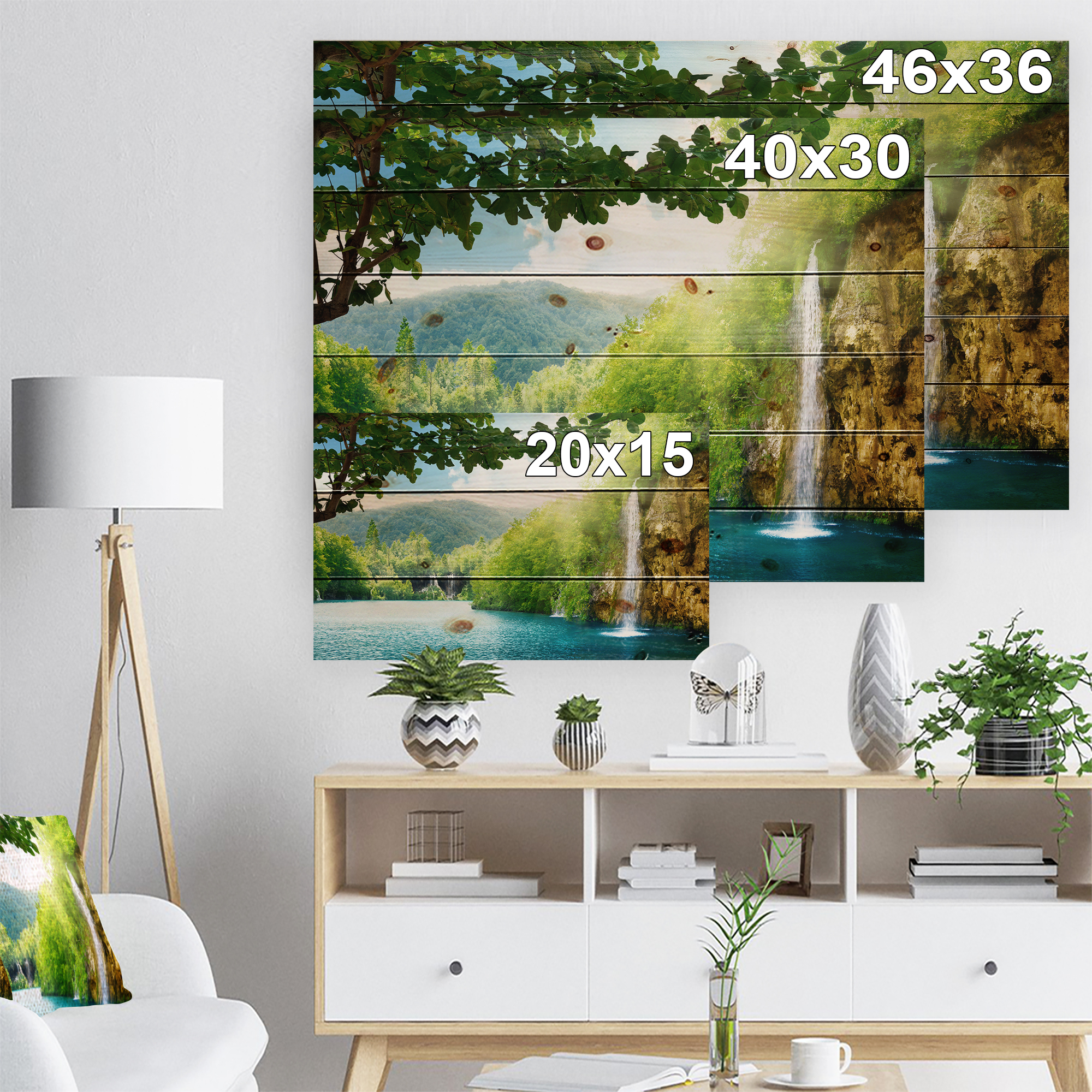 Tableau sur toile imprimée Design Art Photographie paysage Chute d'eau en forêt profonde