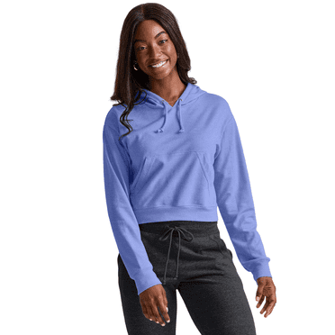 Hanes Originals Womens French Terry Cropped Hoodie, XL, Deep Forte Blue