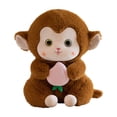 thumbnail image 1 of Monkey Plush Toy Holding Peach, Realistic Stuffed Animal with Soft Material, Kids’ Cuddle Companion, 1 of 8