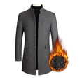 thumbnail image 1 of UKAP Men Pea Coat Solid Color Trench Coats Lapel Jacket Mid Length Work Outwear Gray (thickened) 2XL, 1 of 4