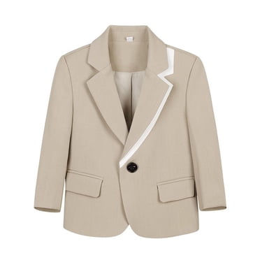 Floleo Veste Blazer pour Garçons, Coupe Ajustée Décontractée, Simple Boutonnage, Enfants, Couleur Unie, Manches Longues, Veste avec Poches pour Garçon, Manteau de Complet de Sport Formel pour Fête et Mariage (Kaki#5, 10-11 Ans)