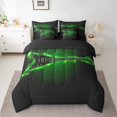 thumbnail image 2 of Electric Guitar Full Comforter Set - 7 Pieces Bed in a Bag Set,Music Stringed Instruments Bedding Sets Full with Flaming Green Flame Quilted Comforter,Flat Sheet,Fitted Sheet,Pillowcases, 2 of 5