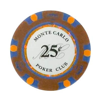 25Cents Monte Carlo Jetons de Poker Lisses 14 Grammes - 100 Jetons de Poker (Marron)