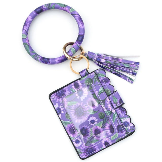 RKSTN Keychain Large Bracelet Keychain Card Tassel Bangle Key Ring Wristban With Wallet Keychain