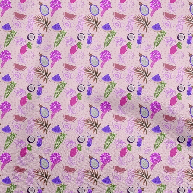 oneOone Cotton Jersey Light Pink Fabric Lemon With Leaf Craft Projects Decor Fabric Printed By The Yard 58 Inch Wide