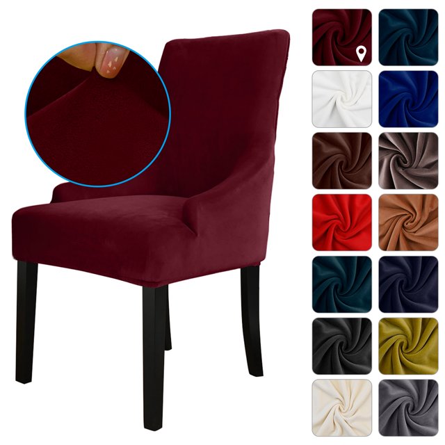 Amdohai Chair Cover Velvet Chair Slipcovers Removable Washable Soft Dining Chair Protector Cover Wine Red