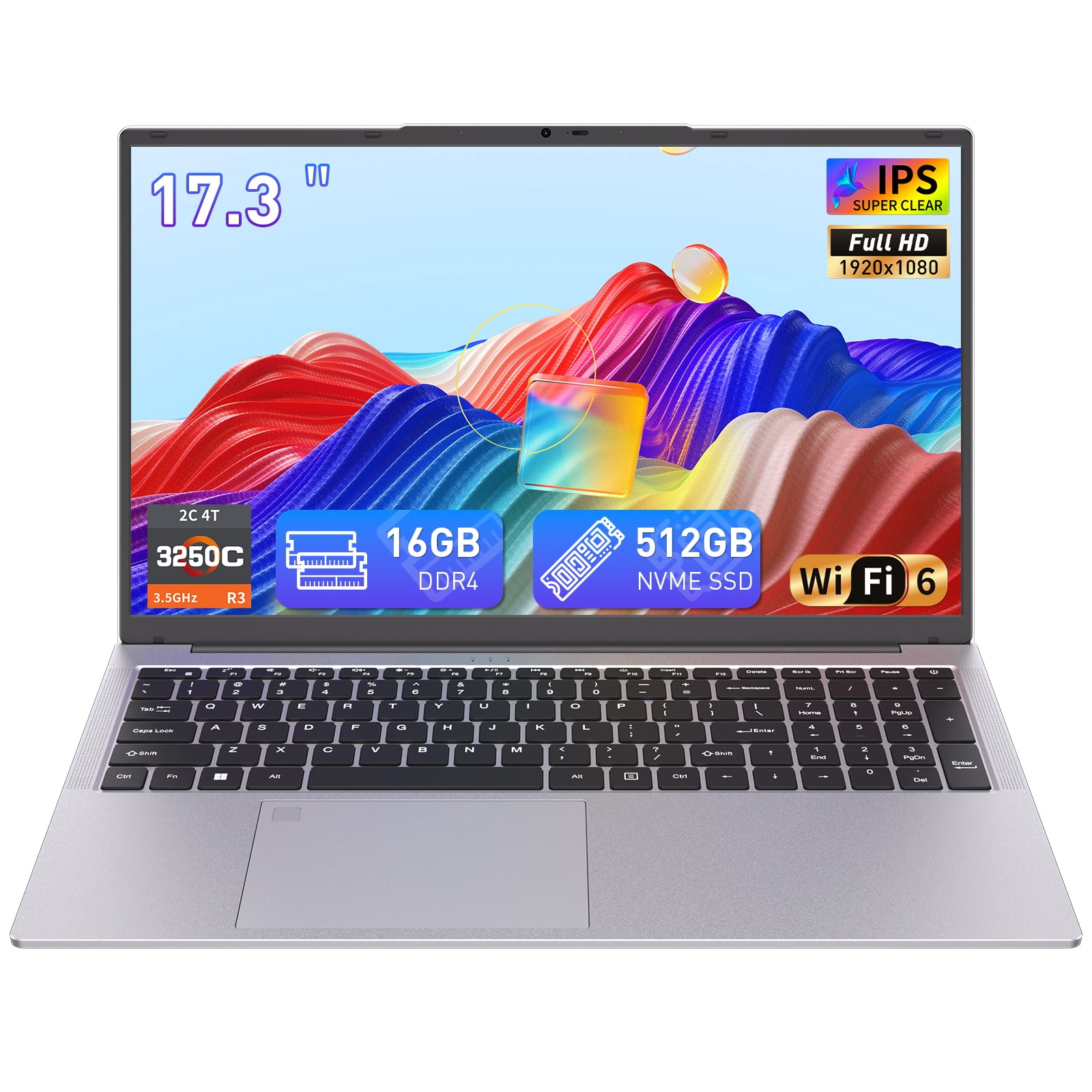 Exsurf 17.3" FHD Laptop, AMD Ryzen 3, 16GB RAM 512GB SSD, Windows 11 Pro, Business & Study Notebook