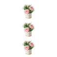 thumbnail image 2 of relayinert Simulation Flower Set Low Maintenance Easy To Clean Fake Peony Silk Hydrangea Flower Silk Artificial Flowers With Vase rose pink 3Set, 2 of 6