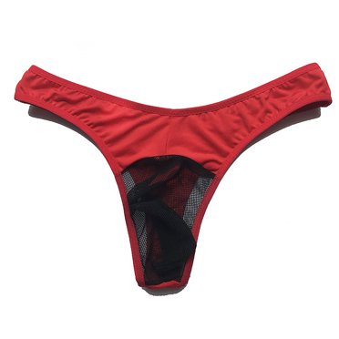 Penkiiy Strings Aguichant pour Hommes, Culottes Respirantes Ajourées pour Hommes, Culottes avec Sac Bombé, Shorts, sous-Vêtements, String Rouge