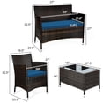 thumbnail image 3 of Costway 4PCS Rattan Patio Furniture Set Cushioned Sofa Chair Coffee Table Peacock Blue, 3 of 10